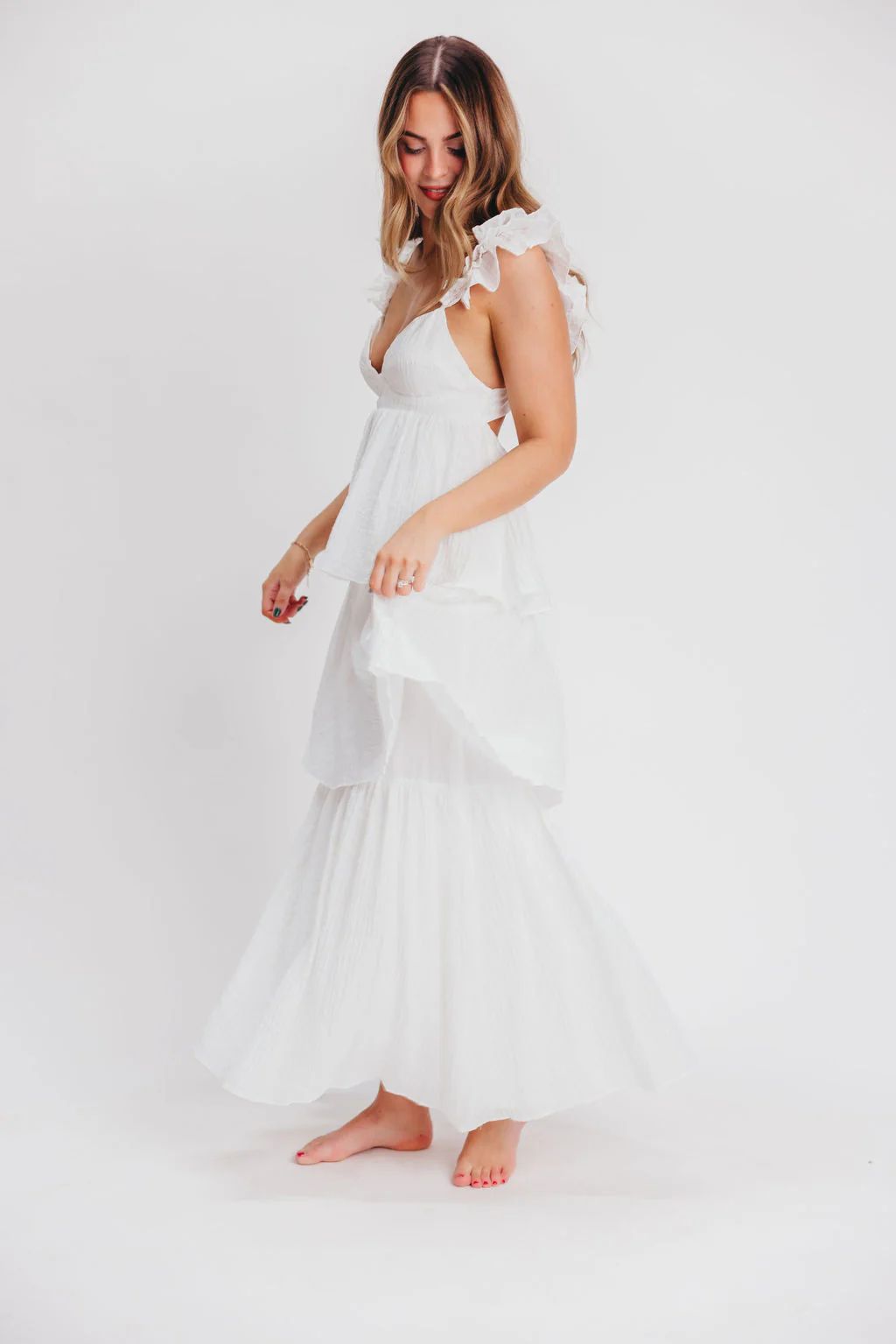 Caroline Maxi Dress in White | Worth Collective
