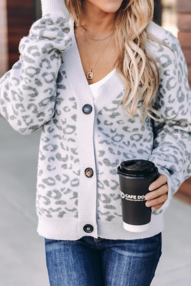 Moment Of Peace Animal Print Grey Cardigan FINAL SALE | The Pink Lily Boutique