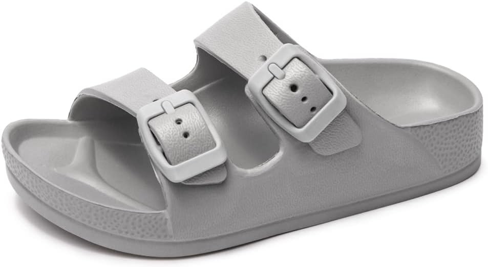 FUNKYMONKEY Unisex-Child Slides Double Buckle Adjustable EVA Flat Sandals for Boys Girls | Amazon (US)