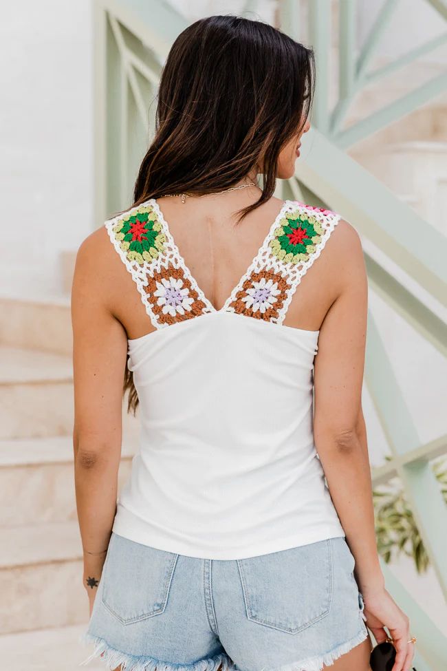 Summer Memories Ivory Crochet Sleeve Tank | Pink Lily