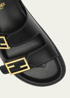 Click for more info about Fendi F Buckle Leather Slide Sandals