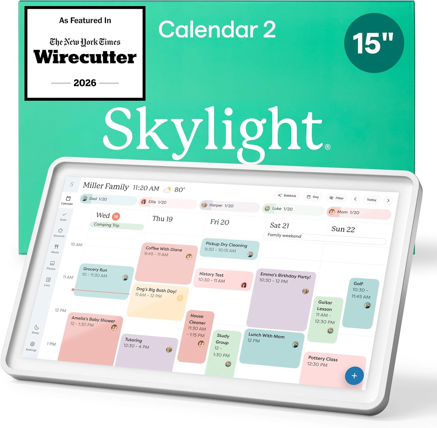 Skylight Calendar 2 – 15" Touchscreen Digital Calendar, Shadowbox, Silver | Amazon (US)