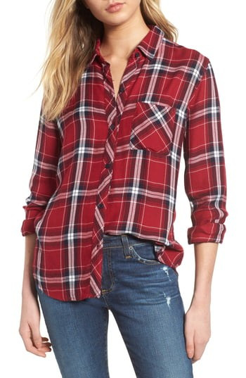 Women's Rails Hunter Plaid Shirt, Size XX-Small - Red | Nordstrom