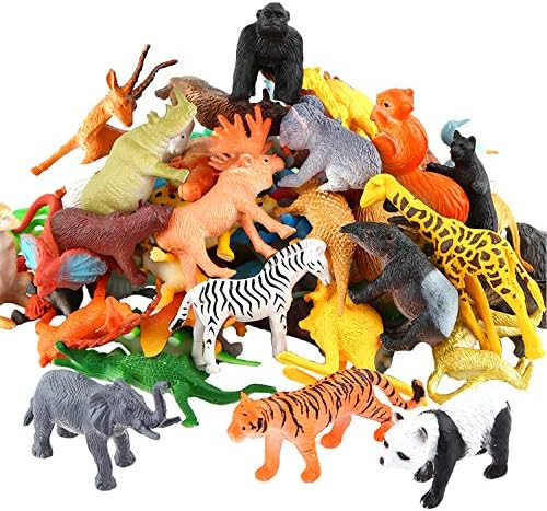 Animals Figure,54 Piece Mini Jungle Animals Toys Set,ValeforToy Realistic Wild Vinyl Plastic Anim... | Amazon (US)