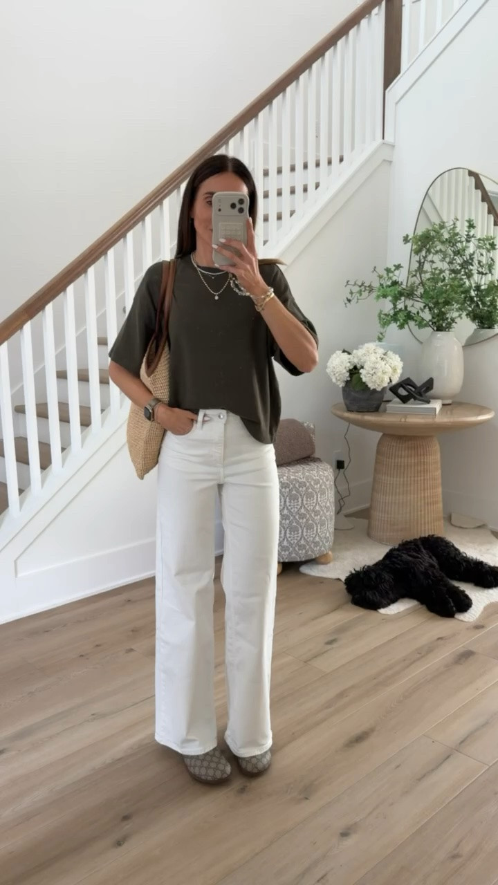Target outfit.

casual outfit, everyday style, neutral outfit, white jeans outfit, oversized tee outfit, effortless style, weekend outfit, minimalist fashion, mom style, casual chic outfit, annabrstyle