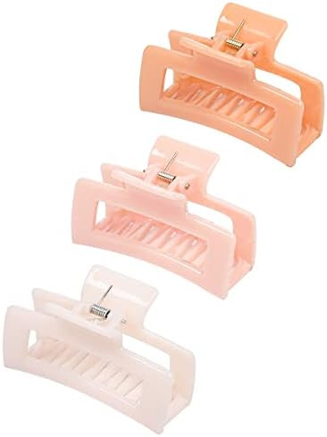 Rectangle Hair Claw Clips, Manshui 3 Pcs Medium Large Hair Claw Clips, Strong Hair Clips for Girl... | Amazon (US)