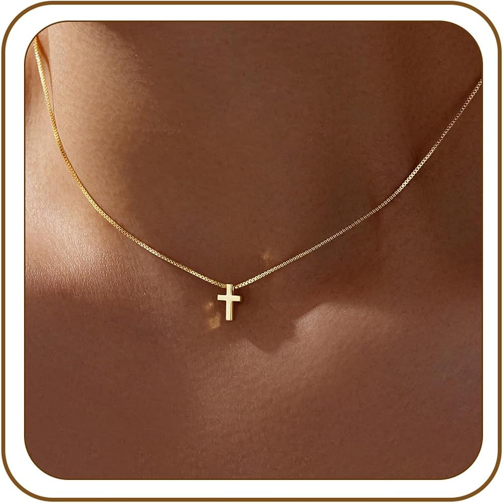 Poxtex Cross Necklace for Women Teen Girls, Dainty 14K Gold Silver Plated Cross Choker Jewelry No... | Amazon (US)