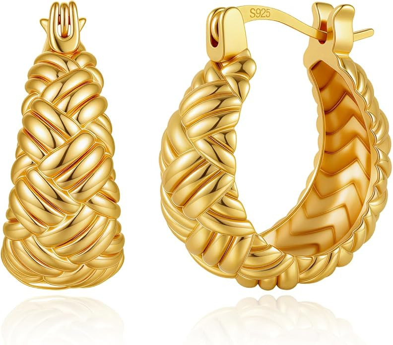 Cicy Bell Earrings for Women 18K Gold Plated Twisted Edge Drop Clip On Earrings Hypoallergenic El... | Amazon (US)