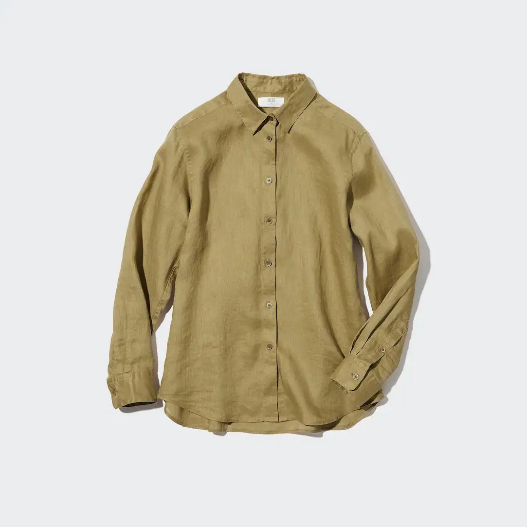 100% Premium Linen Long Sleeved Shirt | UNIQLO (UK)