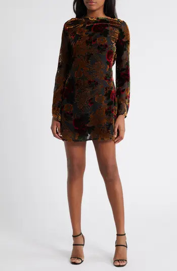Rare London Burnout Long Sleeve Minidress | Nordstrom | Nordstrom