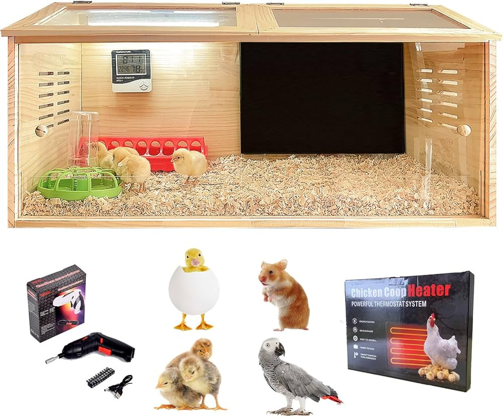 Brooder Box for Chicks,Quail cage,Baby Chicken Supplies,Includes Chicken coop Heater/Quick Instal... | Amazon (US)