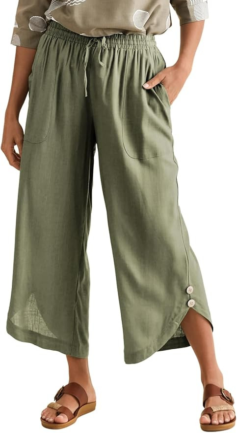EVALESS Capris Pants for Women Spring Summer Casual Loose Drawstring Elastic High Waist Lounge Cr... | Amazon (US)