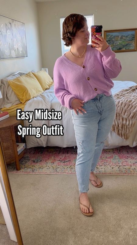 Lovingggg these mom Jeans! So cute! If you’re in between sizes, size up. 🩷

Wearing a large in the cardigan, 14 in the jeans. 

#LTKstyletip #LTKfindsunder50 #LTKmidsize