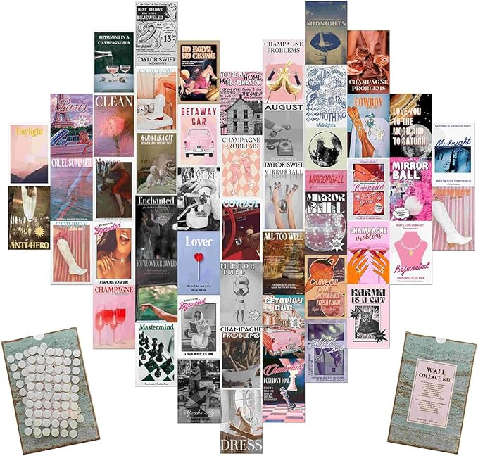 Vintage Music Poster 50 Piece Paper Poster - Music Wall Art Print for Room Decor Aesthetic Taylor... | Amazon (US)