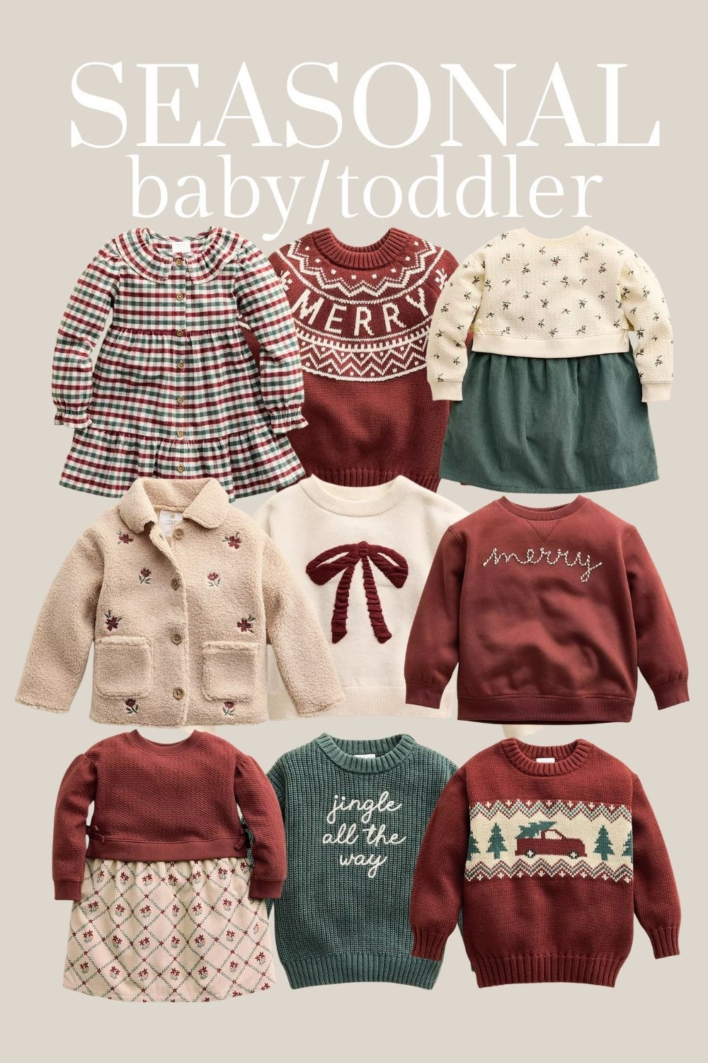 Seasonal baby/toddler sweaters, sweatshirts, pajamas and dresses. Christmas sweaters. Christmas Eve kids outfits.  Christmas outfits. Christmas pajamas. 

#LTKBaby #LTKKids #LTKHoliday