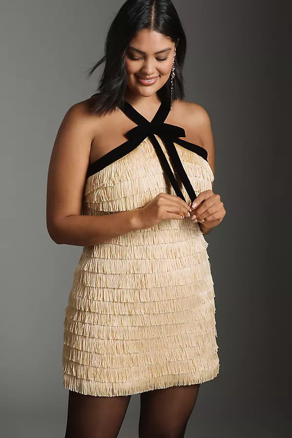 Autumn Fringe Bow Mini Dress | Anthropologie (US)