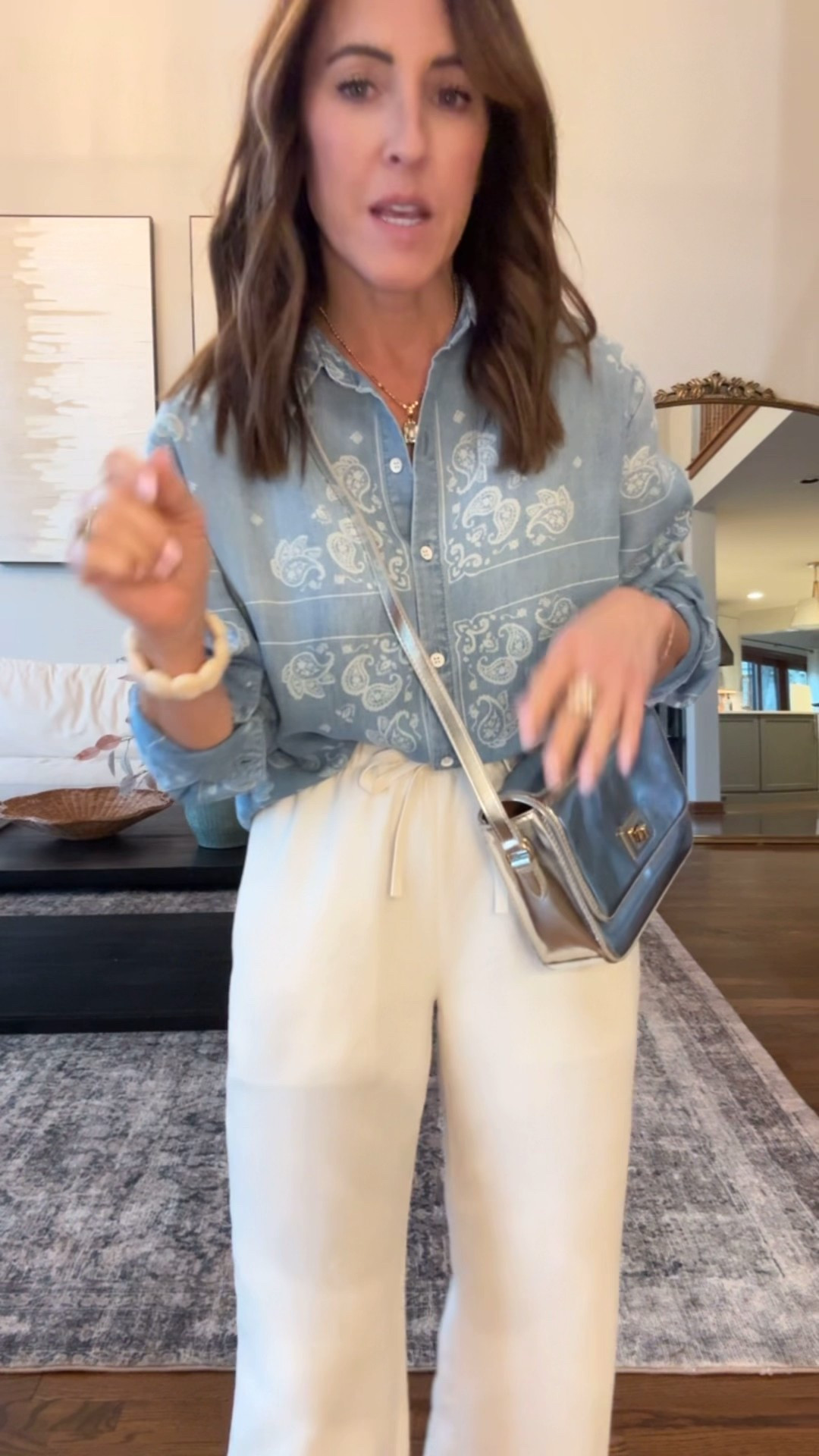 Styled for work. 
Small regular on pants 