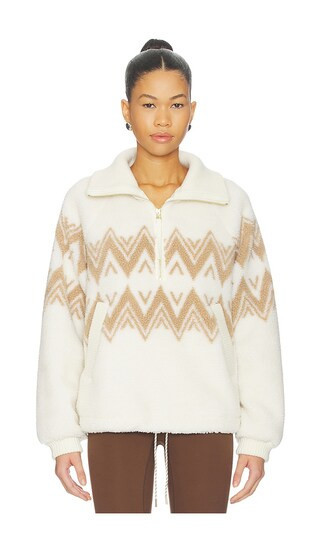 Varley Hendrik Half Zip Sherpa Jacket in Cream. - size XL | Revolve Clothing (Global)