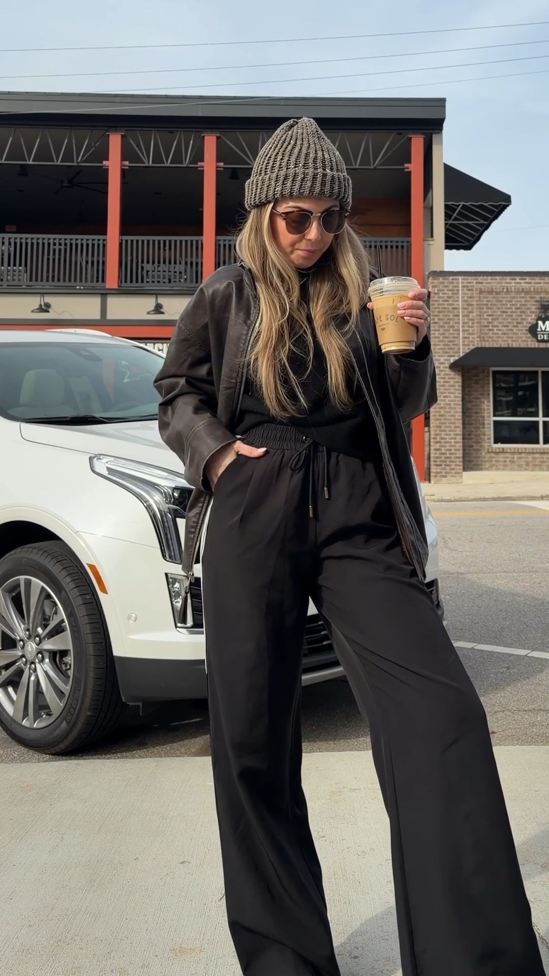 Friday coffee run 🖤

Cashmere sweater: xs
Wide leg track pants: xs
Converse: run tts
Jacket is old, linked similar
Beanie was made by my brother 🫶🏻

ootd / casual friday / casual style / winter outfit / elevated basics / for her/ Heather Blair 

#LTKActive #LTKSeasonal #LTKFindsUnder100