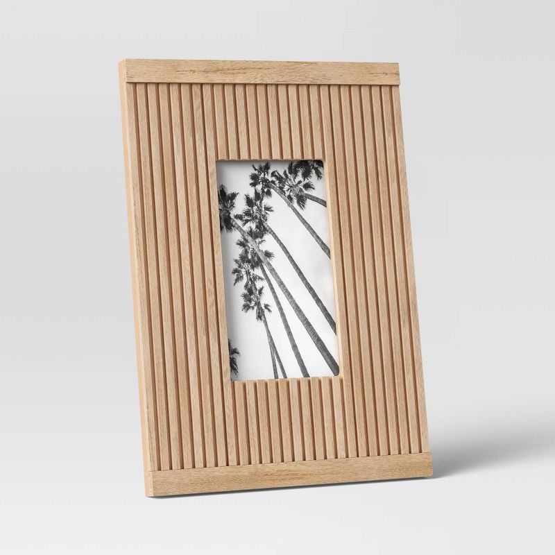 5&#34; x 7&#34; Wood Fluted Frame with Slats Natural - Threshold&#8482; | Target