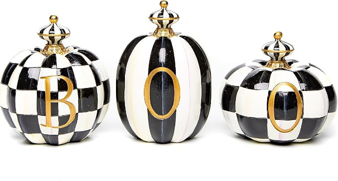 MACKENZIE-CHILDS “Boo” Resin Pumpkin Decor Set, Halloween Decor for Home Decoration, Set of 3 | Amazon (US)