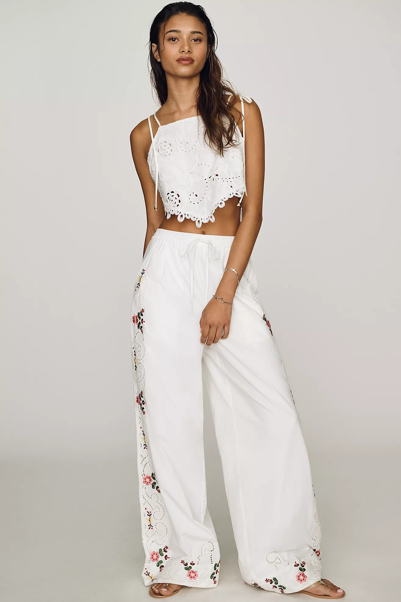 Essentiel Antwerp Janai 100% Cotton Embroidered Pants | Anthropologie (US)