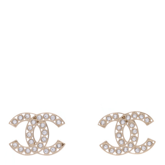 Crystal Large CC Earrings Gold | FASHIONPHILE (US)