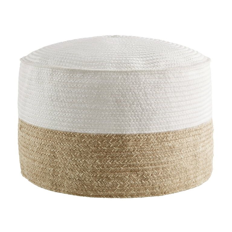 Better Homes & Gardens Ivory Natural Round Pouf Ottoman by Dave & Jenny Marrs | Walmart (US)