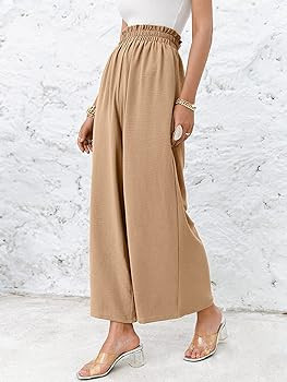 Eteviolet Boho High Waisted Pants for Women, Leopard Wide Leg Flowy Pants | Amazon (US)