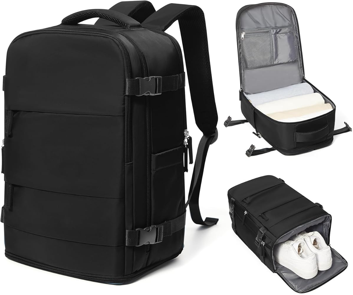 coowoz Travel Backpack Carry On for Women Man Black Gym Backpack with Laptop Compartment Mochila ... | Amazon (US)