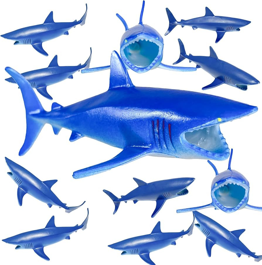 12pcs Plastic Sharks for Drinks - Great Decor for Party Shark Theme Party, Vinyl Sharks for Lemon... | Amazon (US)