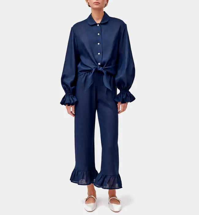 Sleeper Women's Rumba Linen Lounge Suit - Navy | Coggles (Global)