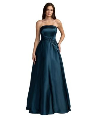 Mac Duggal Women's Flutter Sleeve Floral Embroidered Net Gown - Navy | Macy's