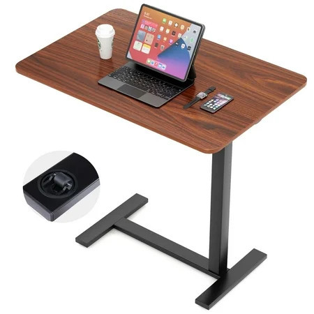 ZUNMOS Adjustable Overbed Laptop Desk Bedside Desk With Hidden Wheels for Home, Overbed Desk, Brown | Walmart (US)