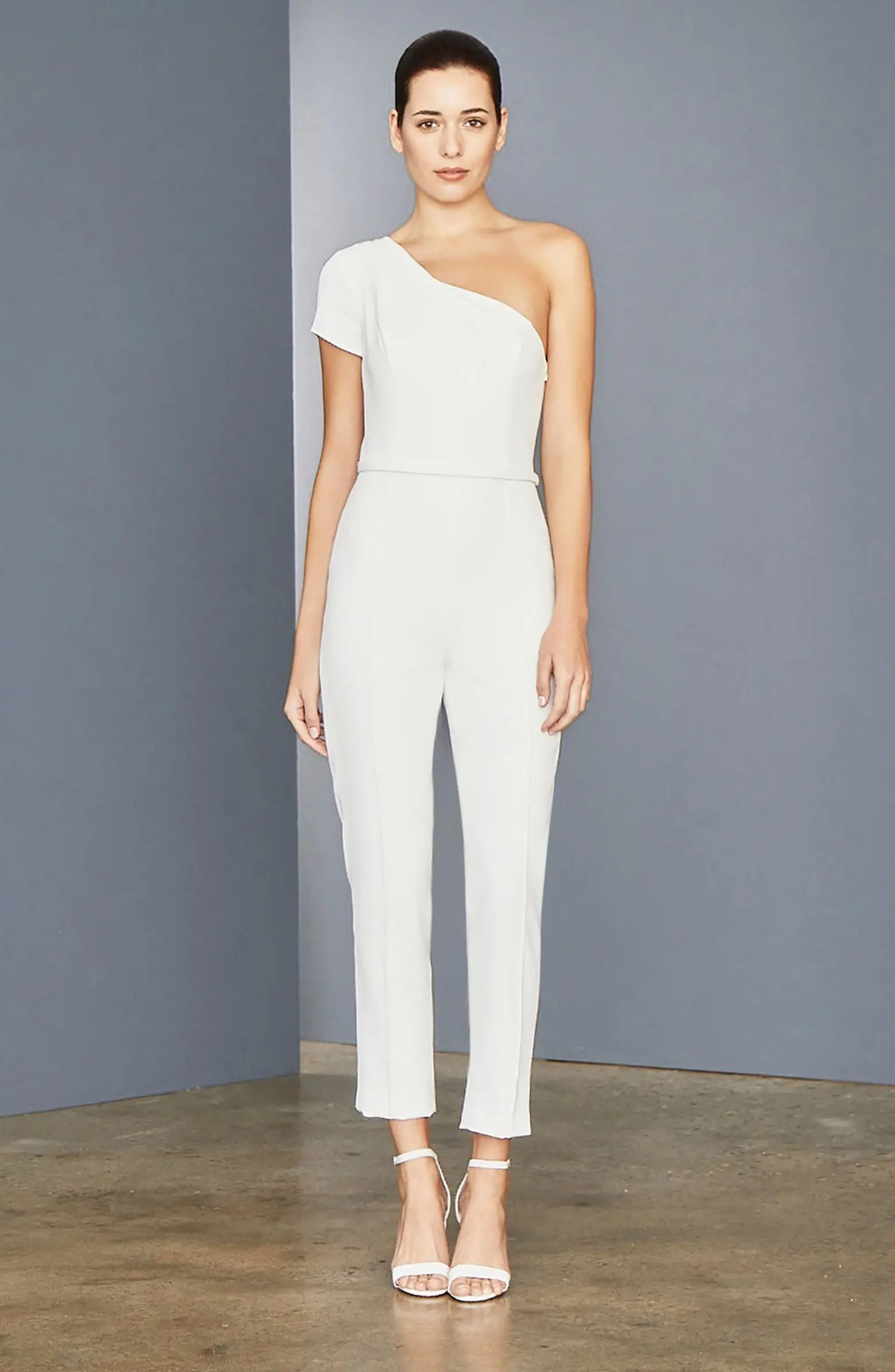 One-Shoulder Stretch Crepe Ankle Jumpsuit | Nordstrom