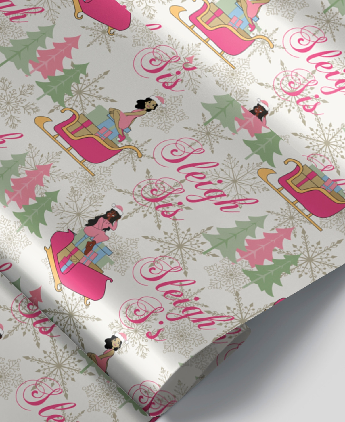 Black Paper Party White Sleigh Sis Gift Wrap - Multi | Macy's