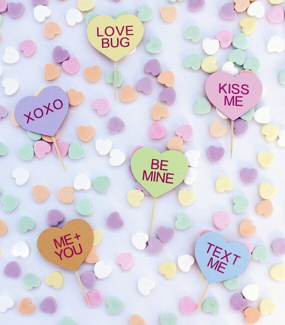 Conversation heart cupcake toppers | Etsy | Etsy (US)