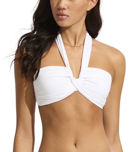 Seafolly Women's Standard Bandeau Halter Bikini Top Swimsuit, Eco Collective White | Amazon (US)