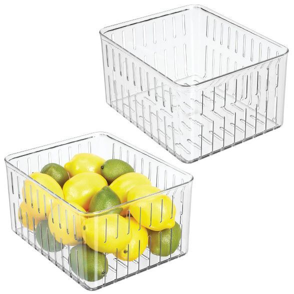 mDesign Vented Fridge Storage Bin for Fruit, Vegetables, 2 Pack - Clear | Target
