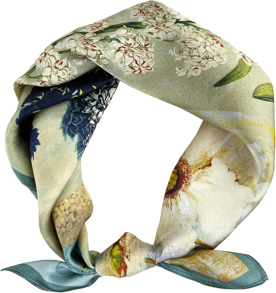 100% Mulberry Silk Scarf 21"x21" Lightweight Digital Small Square HeadScarf for Women,Bandana Nec... | Amazon (US)