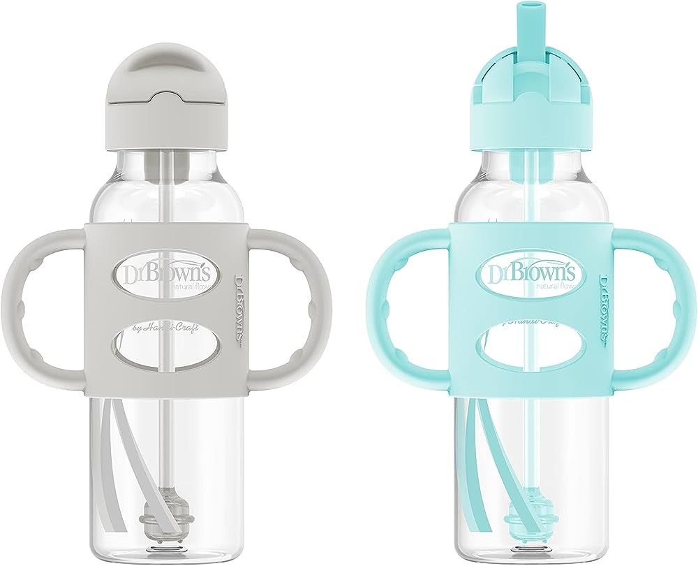Dr. Brown's Milestones Narrow Sippy Straw Bottle, Spill-Proof with 100% Silicone Handles and Weig... | Amazon (US)