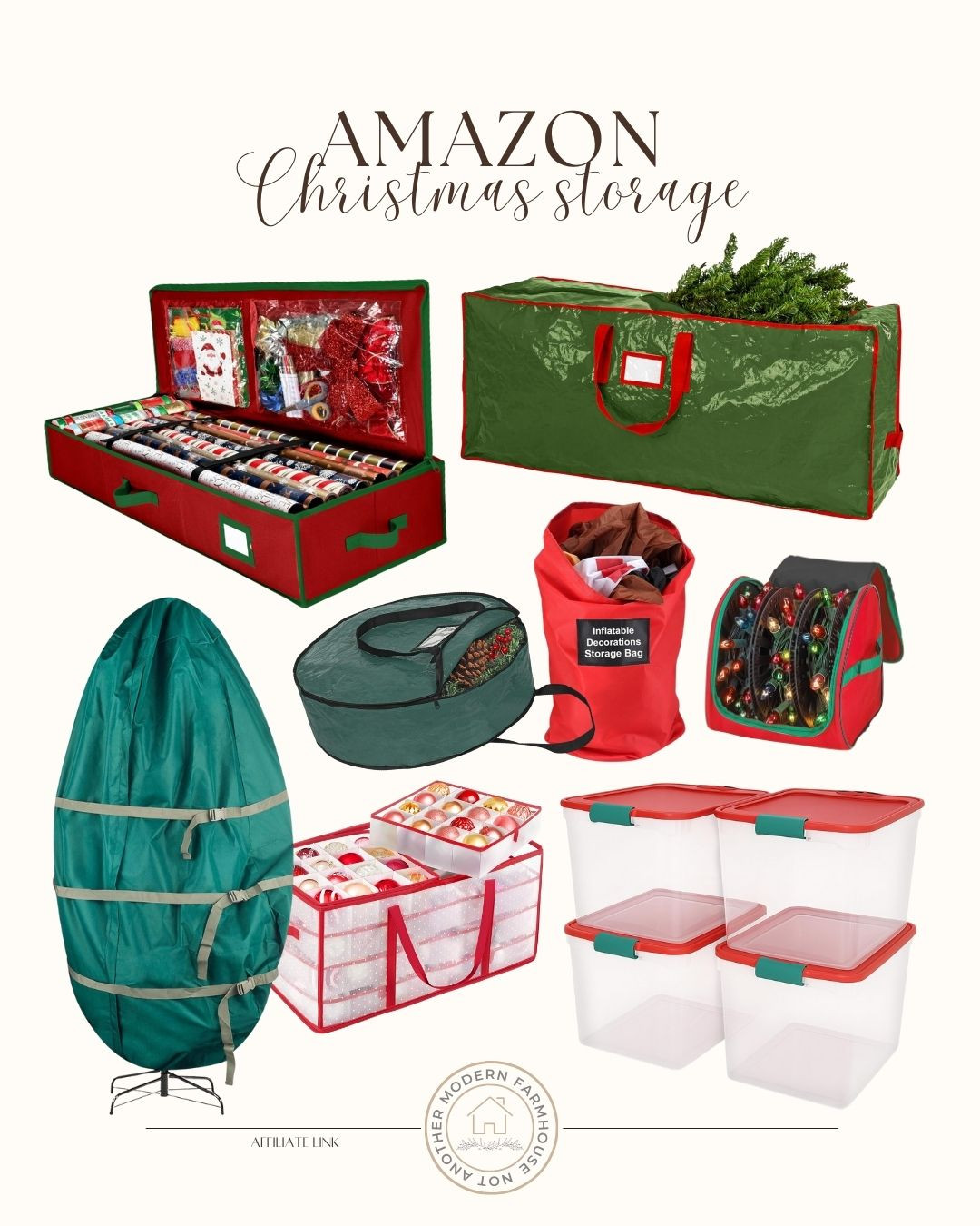 These Amazon storage bags are perfect for keeping your Christmas tree and other decor organized and dust-free! Storage, organization, holiday decor, affordable finds, Christmas decor, gift wrap, wrapping paper, lights, inflatable, attic storage, Amazon home. 

 #LTKHoliday #LTKHome #LTKFindsUnder100