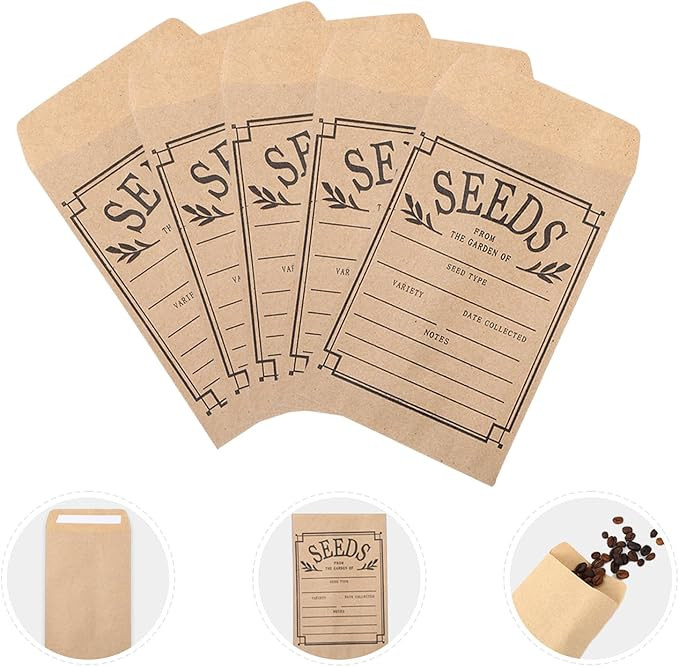100Pcs Seed Envelopes, Small Brown Envelopes, Seed Packets Envelope, Small Envelope for Seeds, Se... | Amazon (UK)