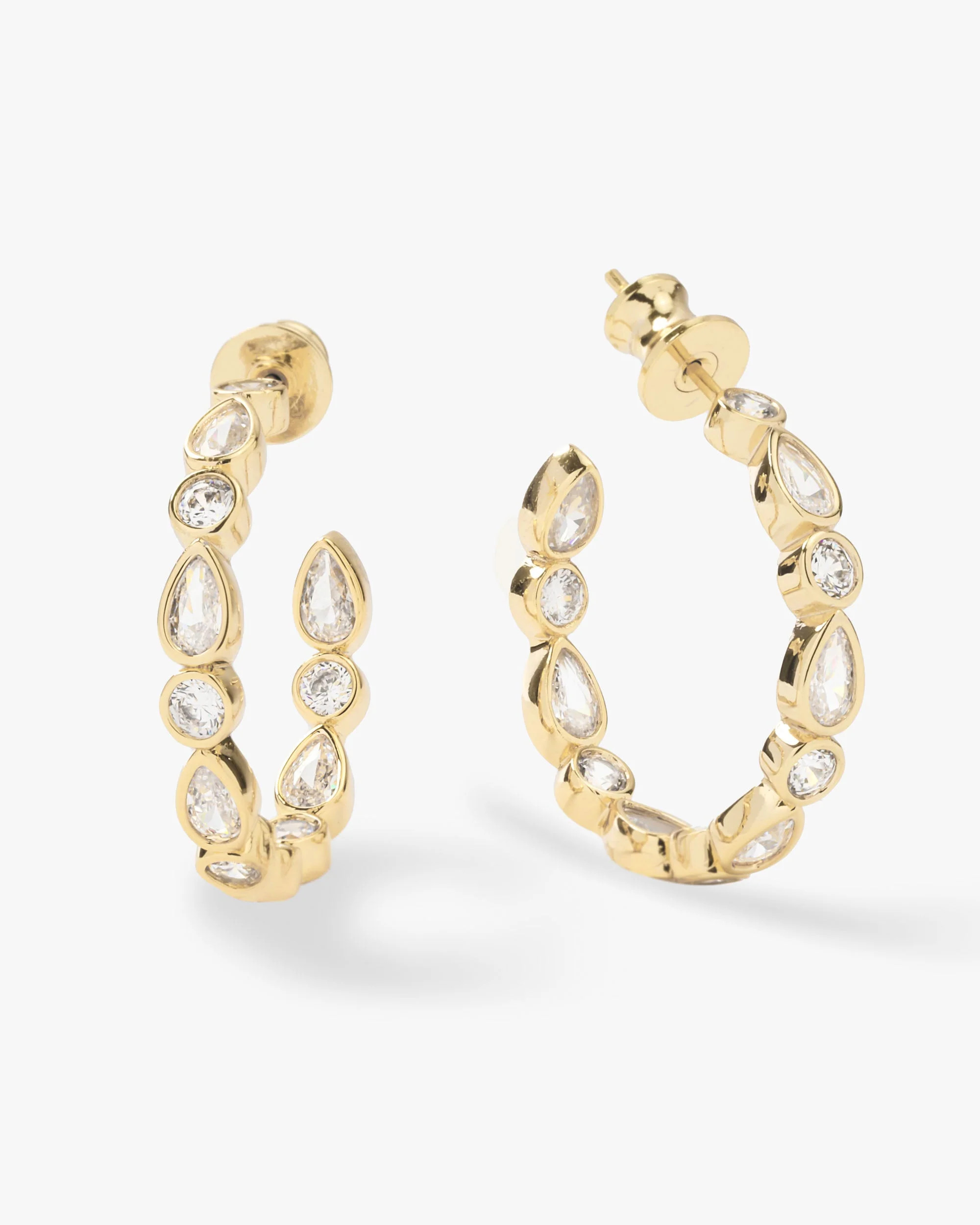 Isla Hoops 1" - Gold|White Diamondettes | Melinda Maria Jewelry