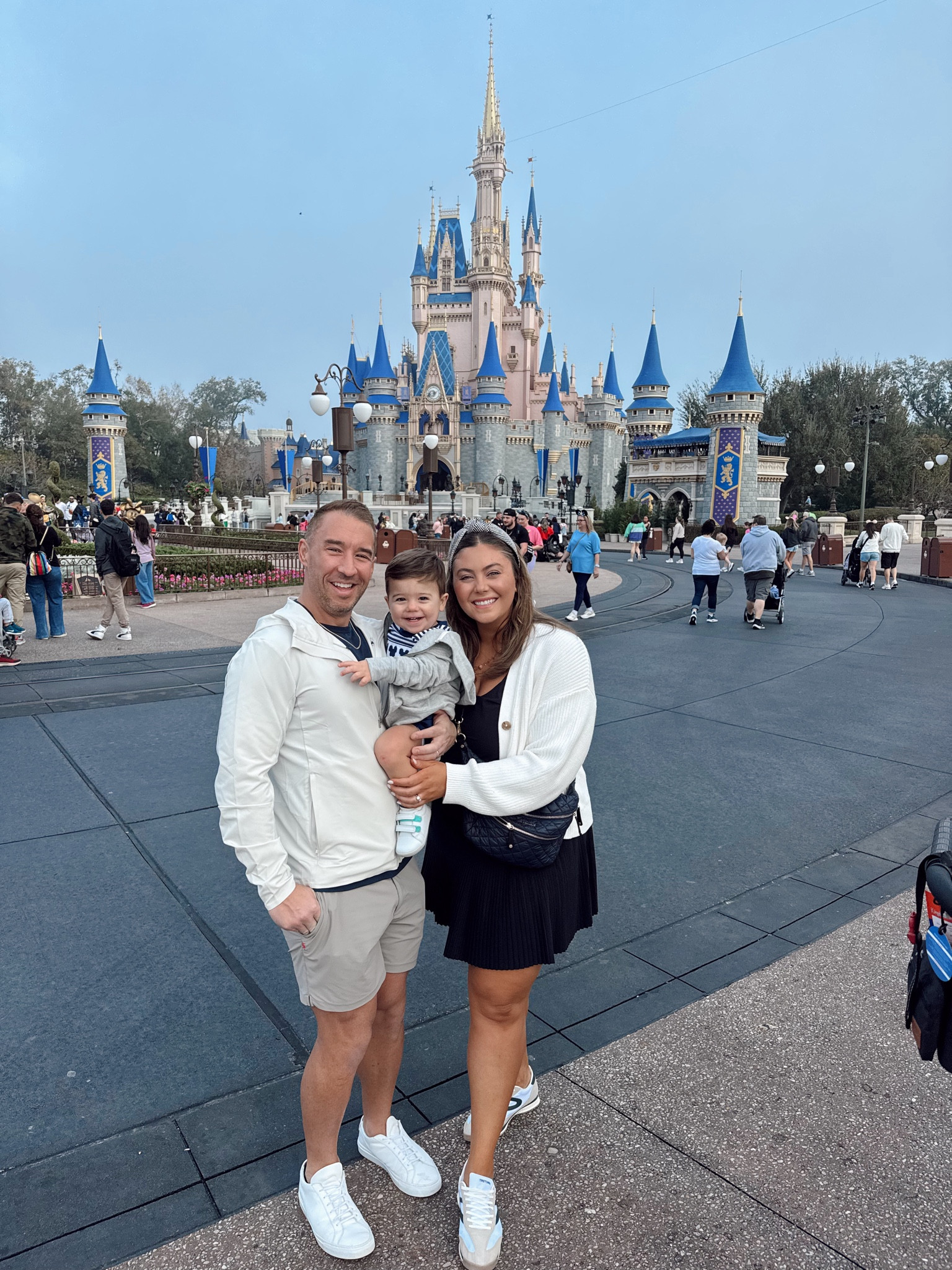 Day 1 in Disney - dad outfit inspo, mom outfit inspo, toddler outfit inspo. I’m wearing 1X in dress & XL in cardigan. Use CARALYN20 at Spanx. 

#LTKTravel #LTKFamily #LTKStyleTip