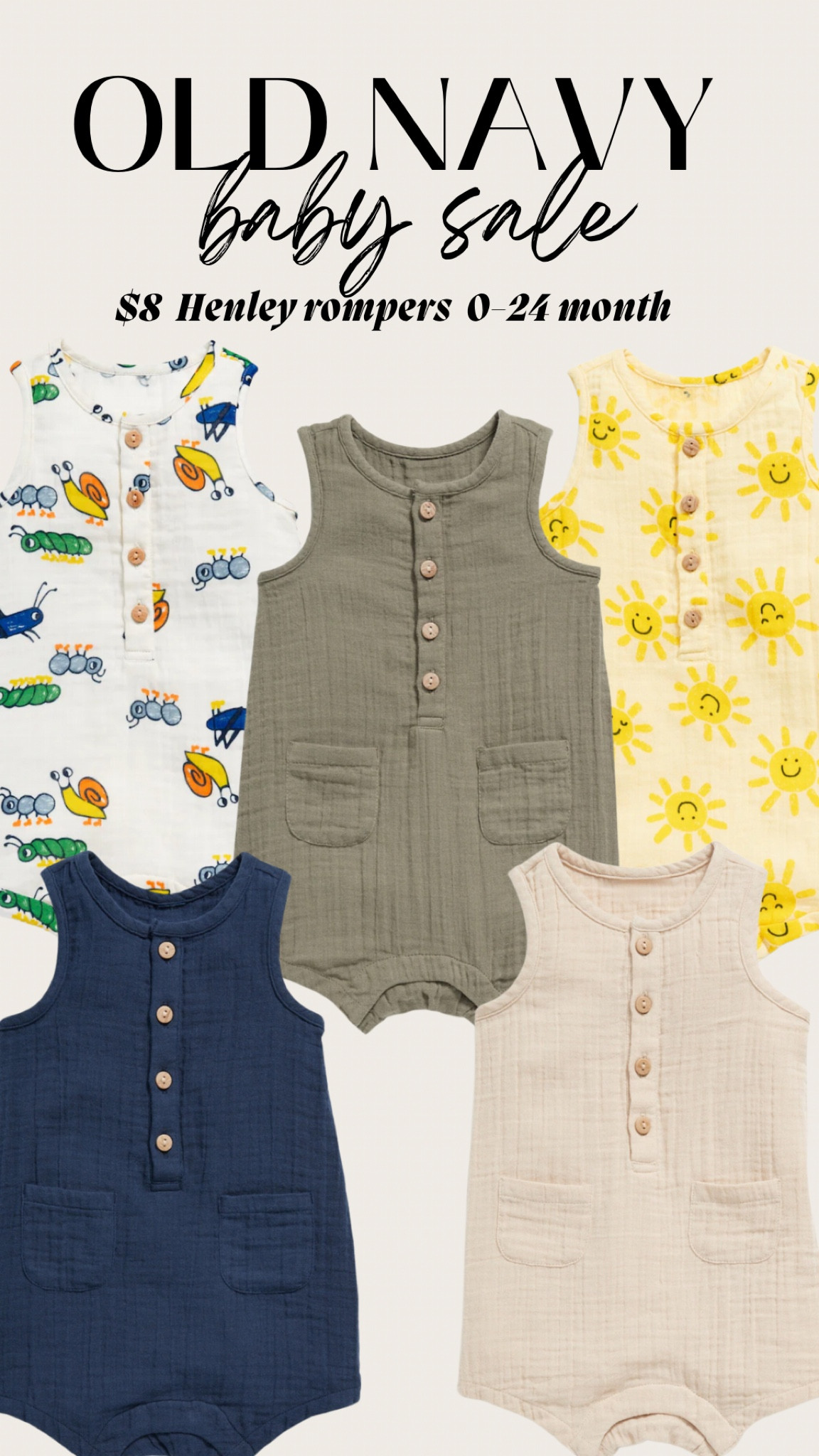 $8 Henley rompers! Size 0-24 month 

#LTKbaby #LTKsalealert