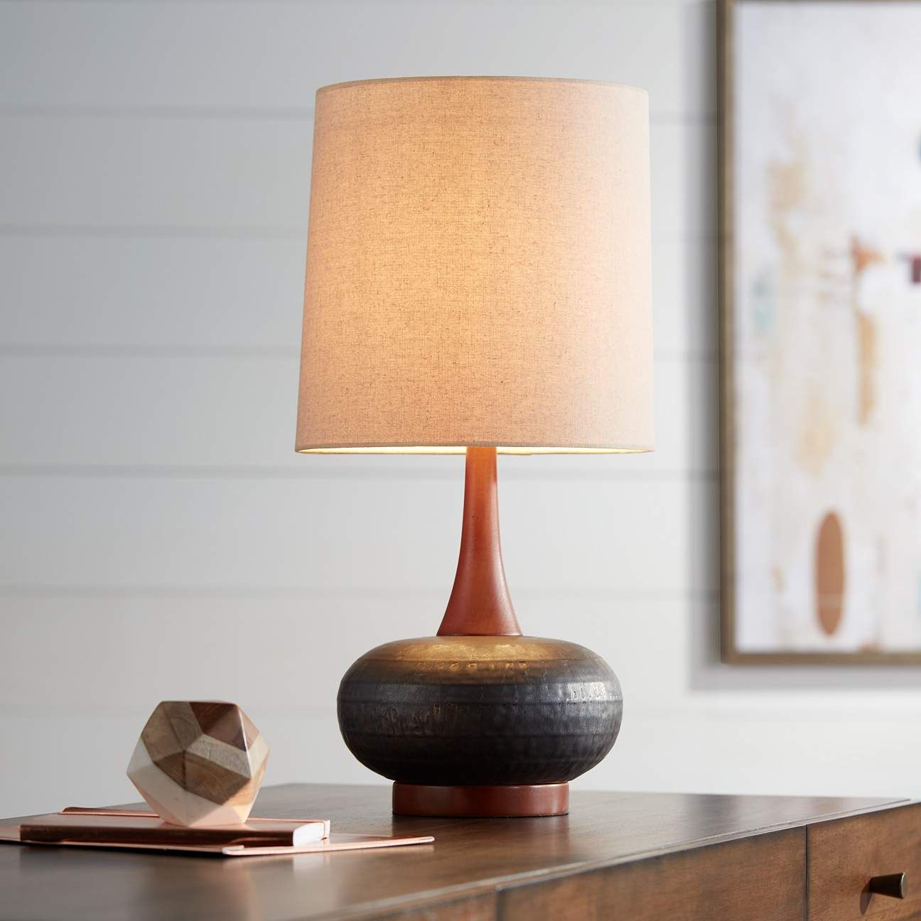 Andi Ceramic and Wood Mid-Century Modern Table Lamp | Lamps Plus