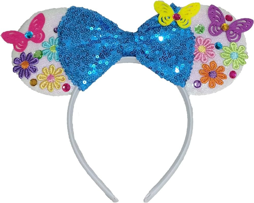 Mouse Ears Headbands for Women, Encanto Costume Headband, Glitter Bow Hair Band for Girls, Birthd... | Amazon (US)