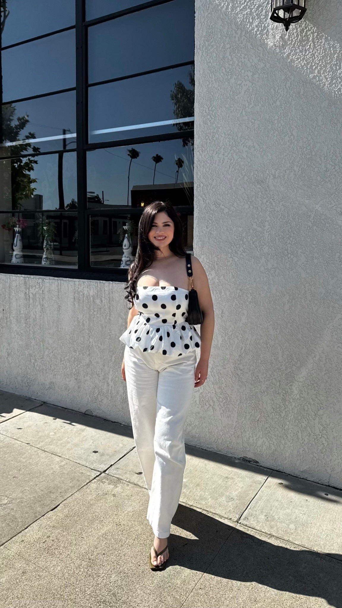 Polka dot top 🖤🤍