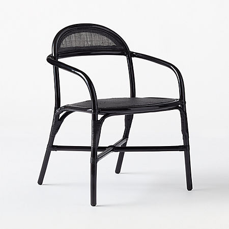 Valzer High Gloss Black Rattan Dining Chair | CB2